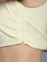 SASSAFRAS Lime Green One Shoulder Crop Top