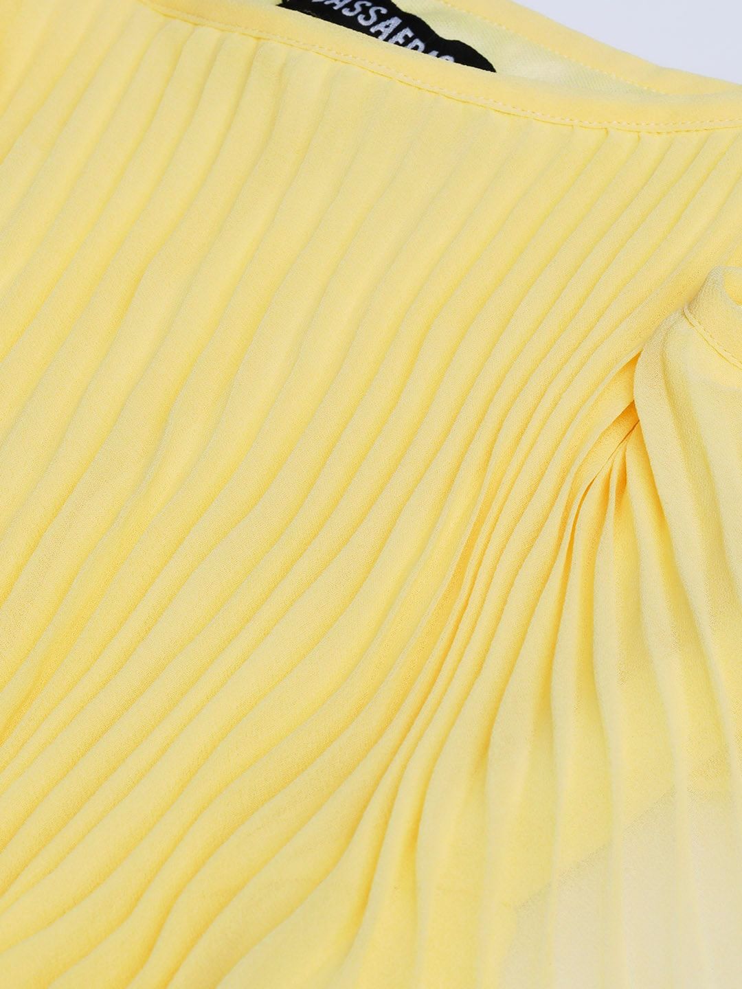 SASSAFRAS Yellow Accordion Pleated A-Line Dress