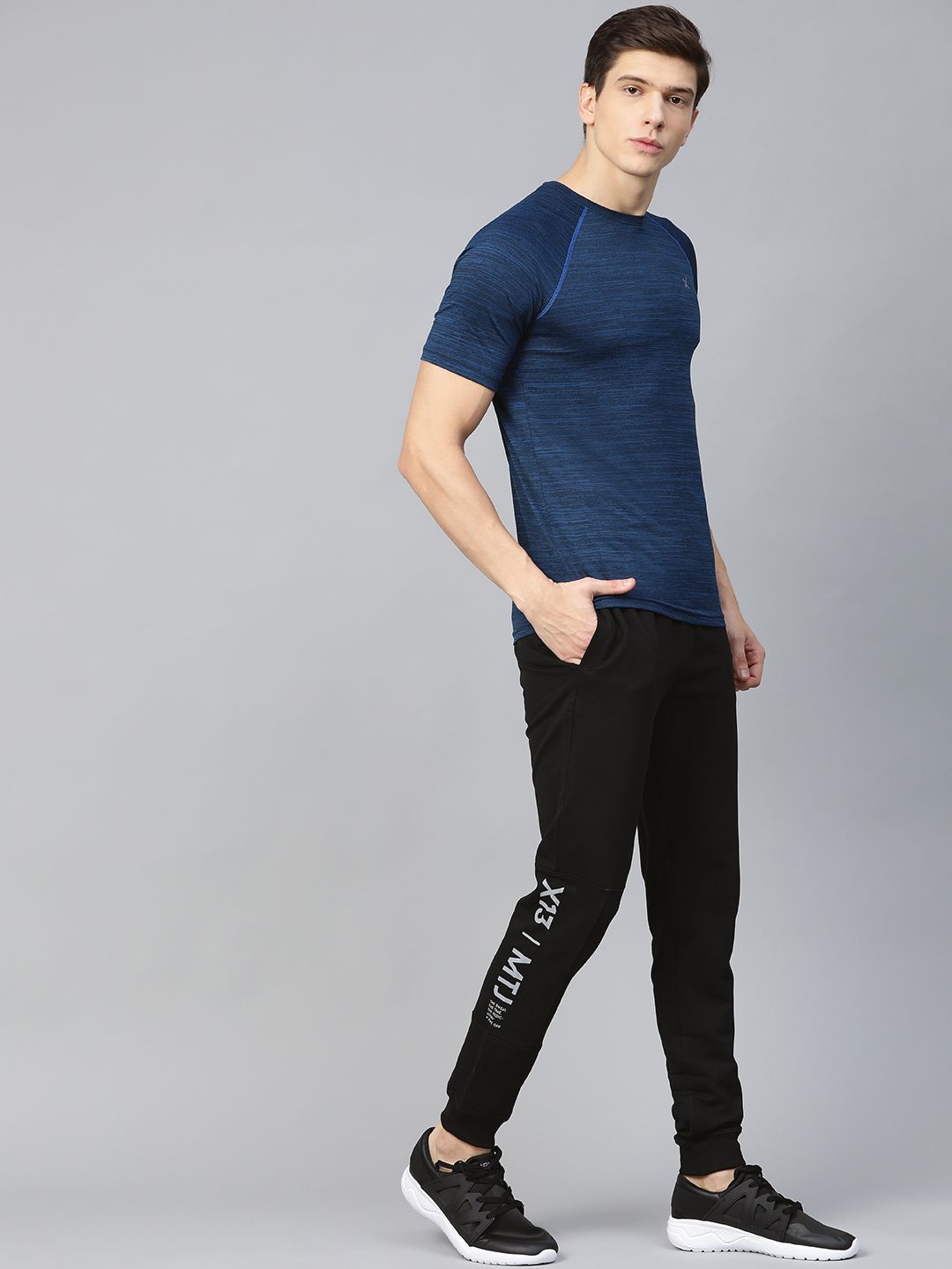 HRX by Hrithik Roshan Men Jet Black Solid Regular Fit Bio-Wash Lifestyle Joggers