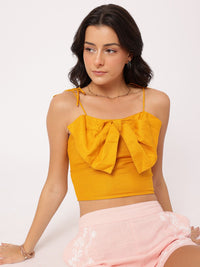 DressBerry Flirty & Fabulous Bow Detail Shoulder Straps Crop Top