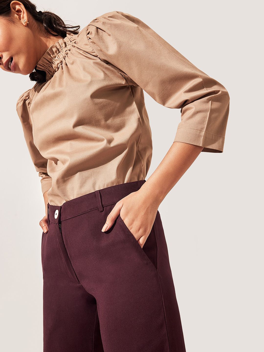 The Label Life Women Straight Fit Slip On Trousers