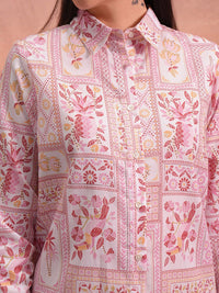 Vishudh Floral Printed Shirt Collar Ethnic Tunic