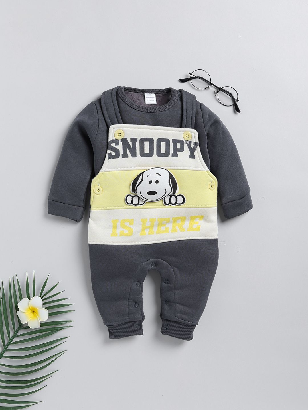 Moms Love Infant Boys Pure Cotton Applique Detail Dungaree With Sweatshirt