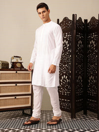 House of Pataudi Floral Embroidered Jashn Pure Cotton Kurta with Trousers