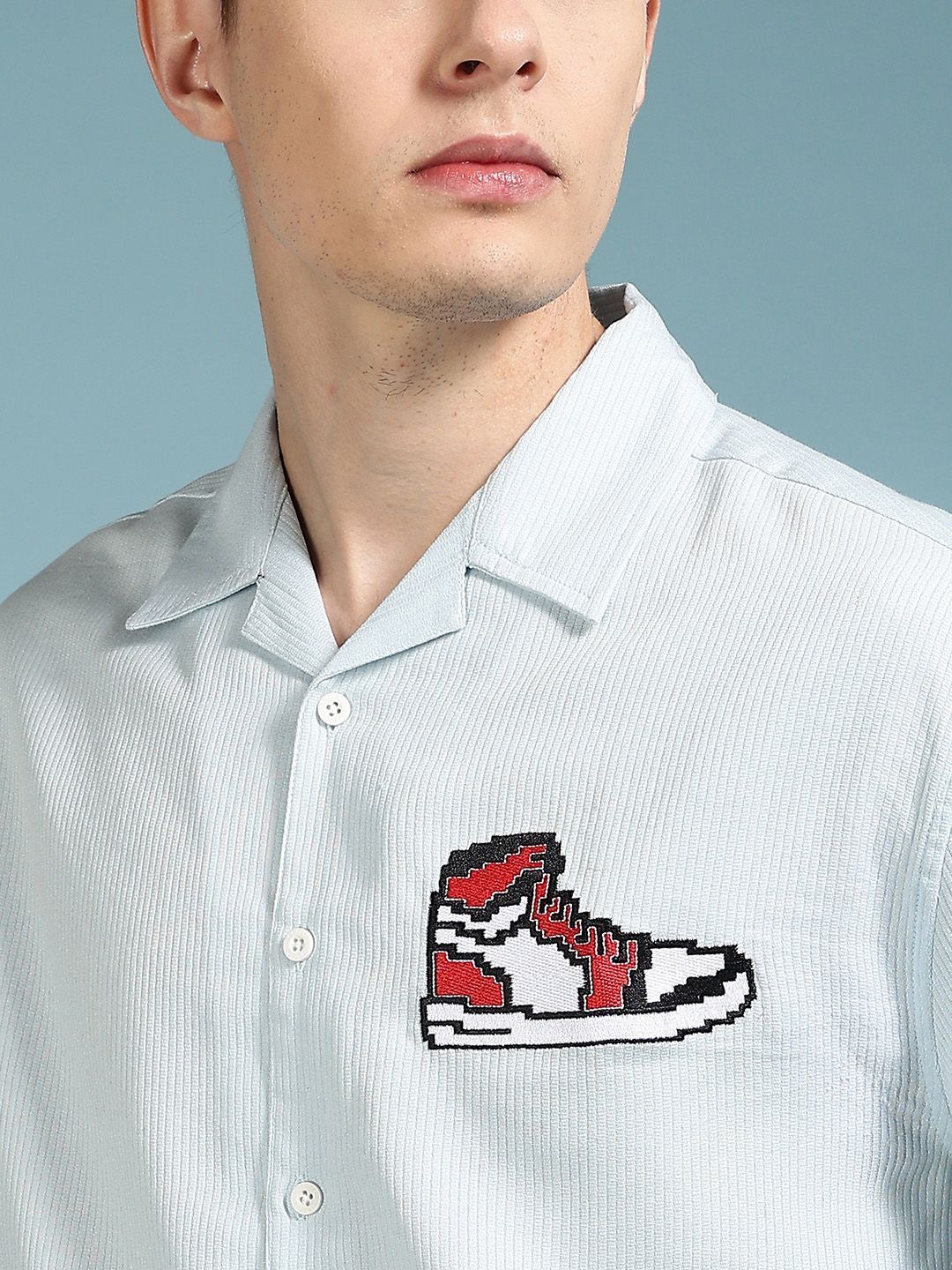 Eszett Embroidery Spread Collar Kasut Trippy Baju Kapas Bersaiz Besar