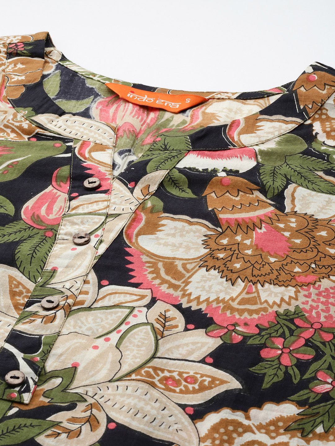 Indo Era Floral Printed Pure Cotton Kurta