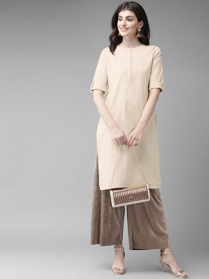 W Women Solid Straight Kurta