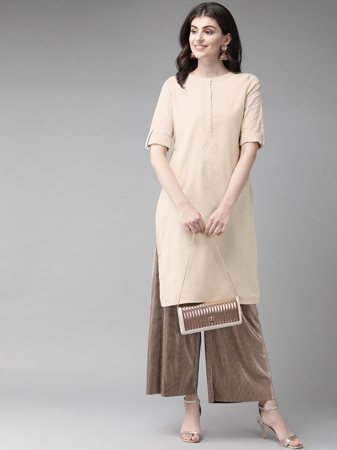 W Women Solid Straight Kurta