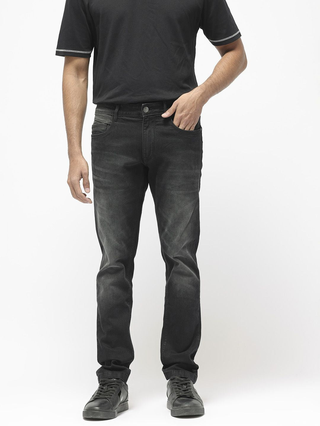 RARE RABBIT Men Hawkins Mid-Rise Slim Fit Stretchable Cotton Jeans