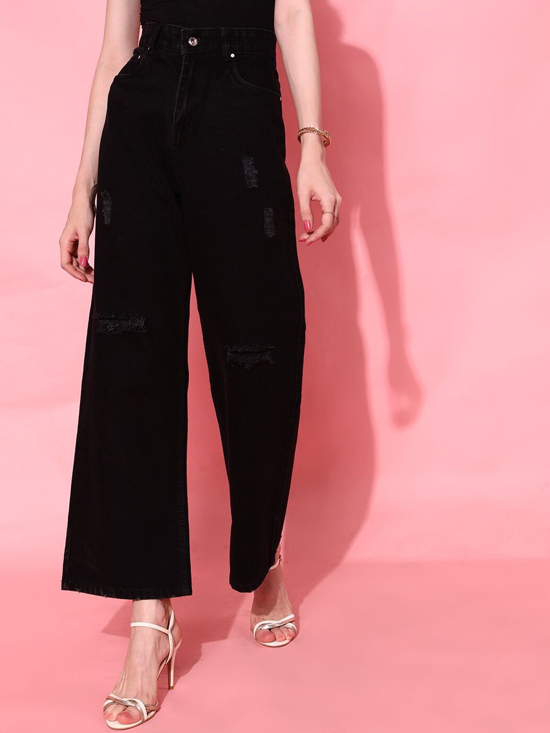 STREET 9 Women Black Flared Fit Cropped Jeans