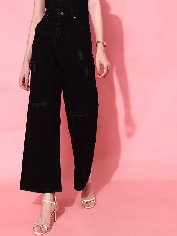 STREET 9 Women Black Flared Fit Cropped Jeans