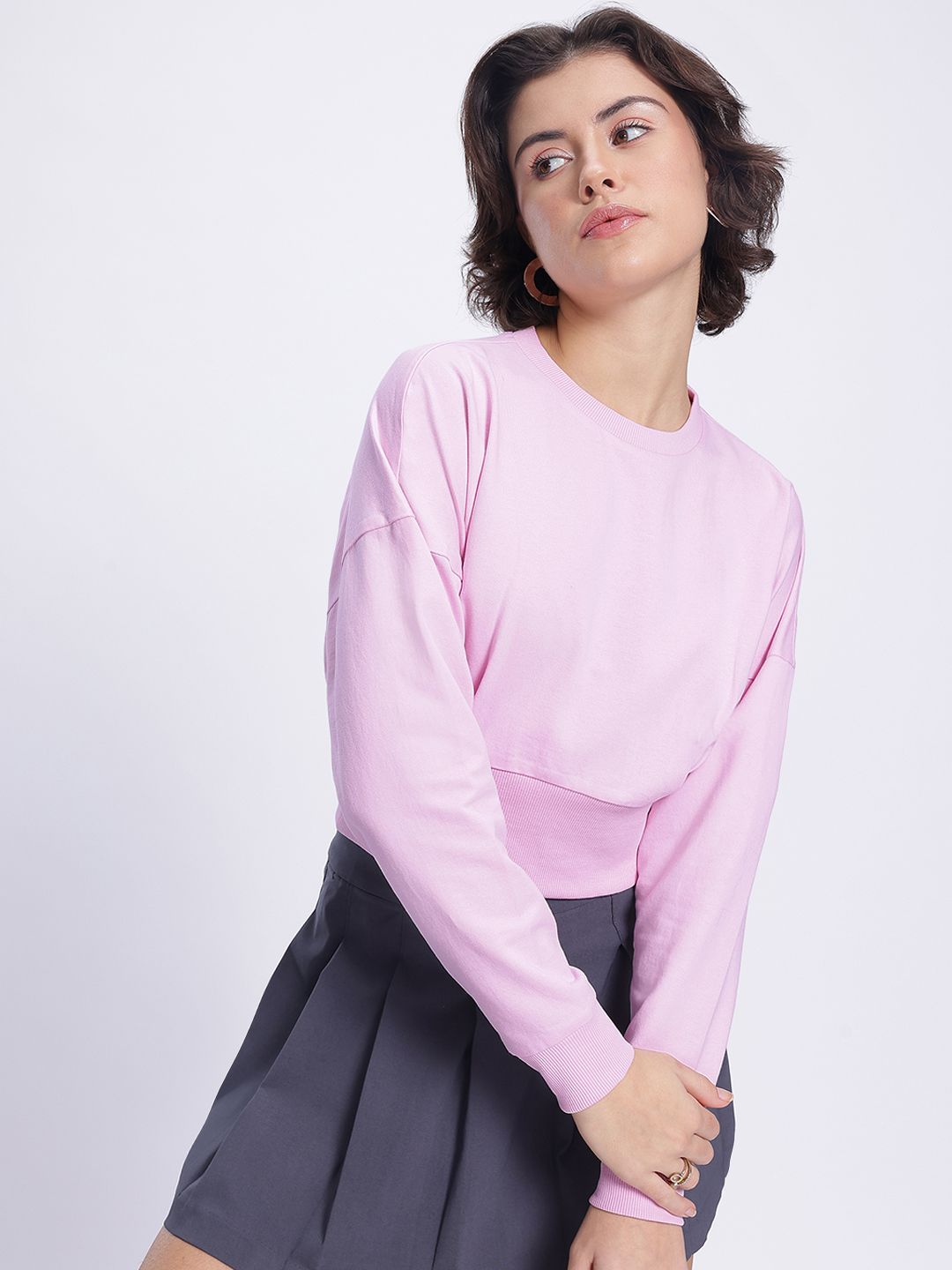 DressBerry Drop-Shoulder Crop Sweatshirt