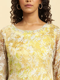 W Self Design Round Neck Maxi Dress