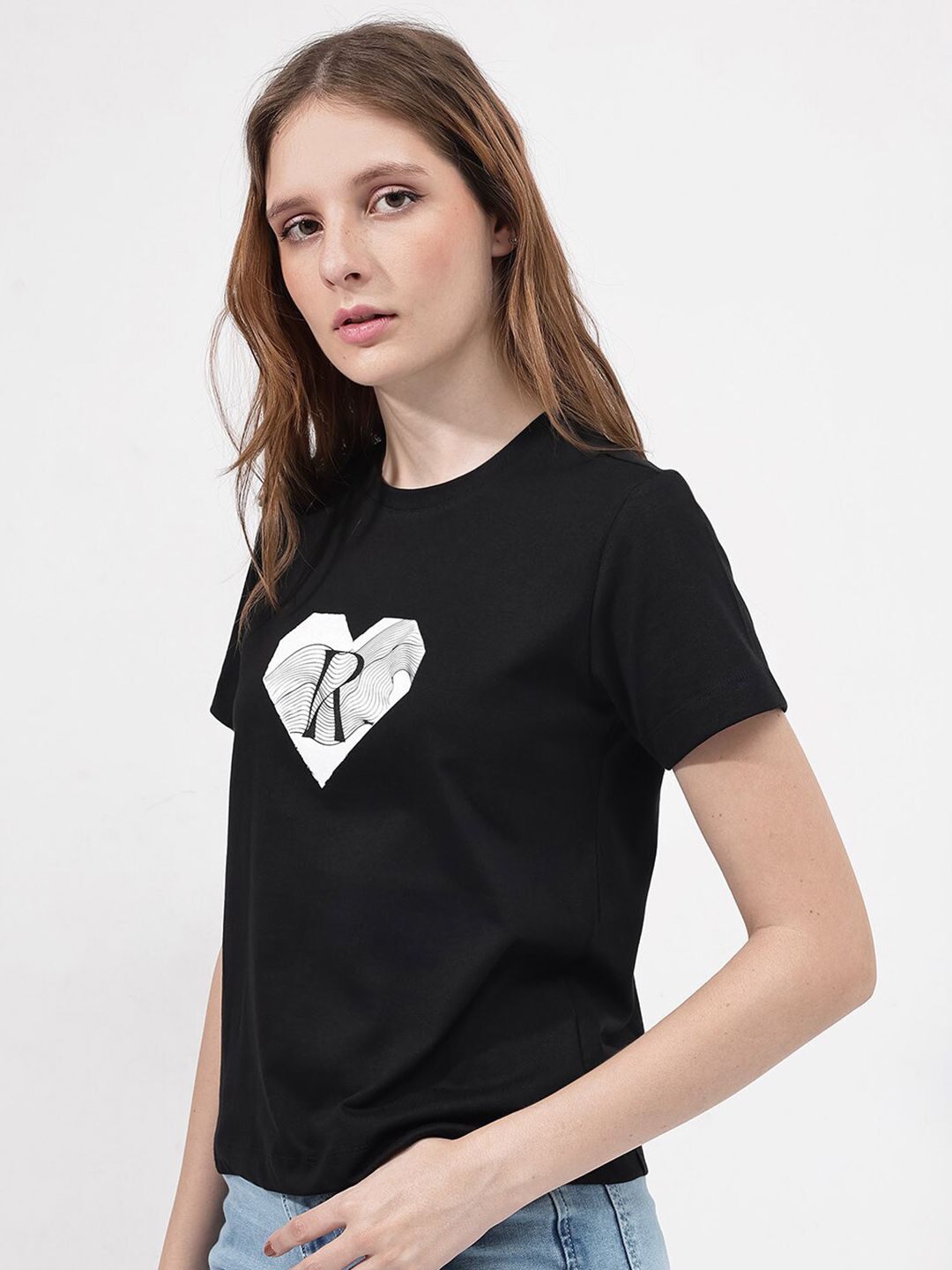 RAREISM Printed Round Neck Cotton T-shirt