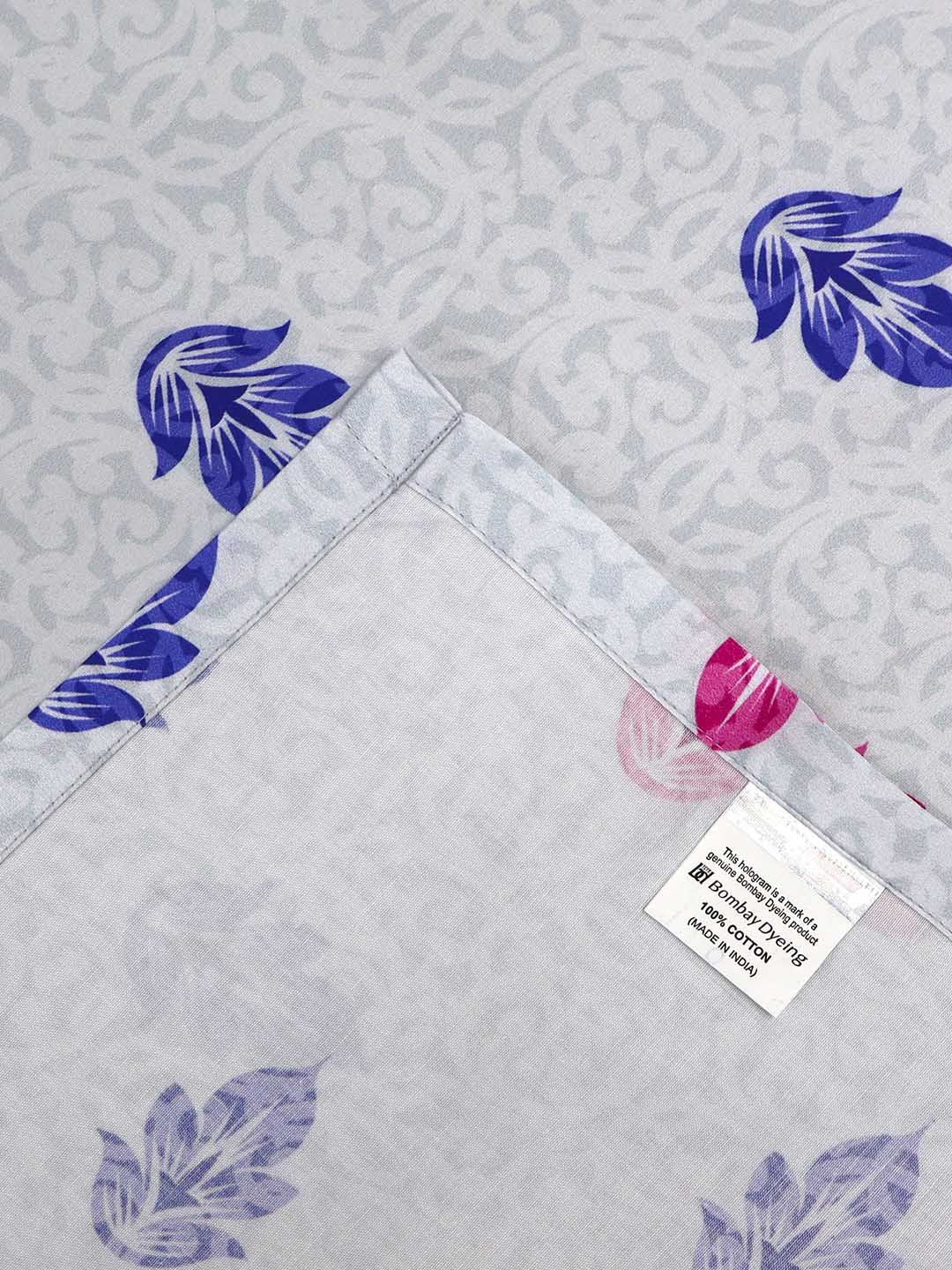 BOMBAY DYEING Celebrating India Blue Printed Cotton 300 TC King Bedsheet Set 2.74 x 2.74 m