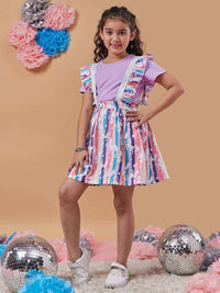 pspeaches Girls Abstract Printed T-shirt with Skirt