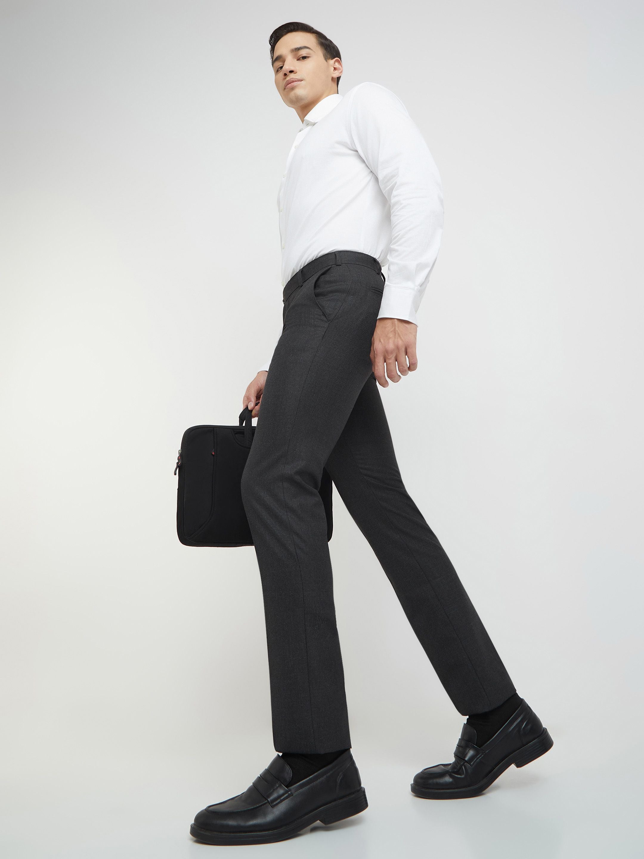 Raymond Men Textured Slim Fit Formal Trousers