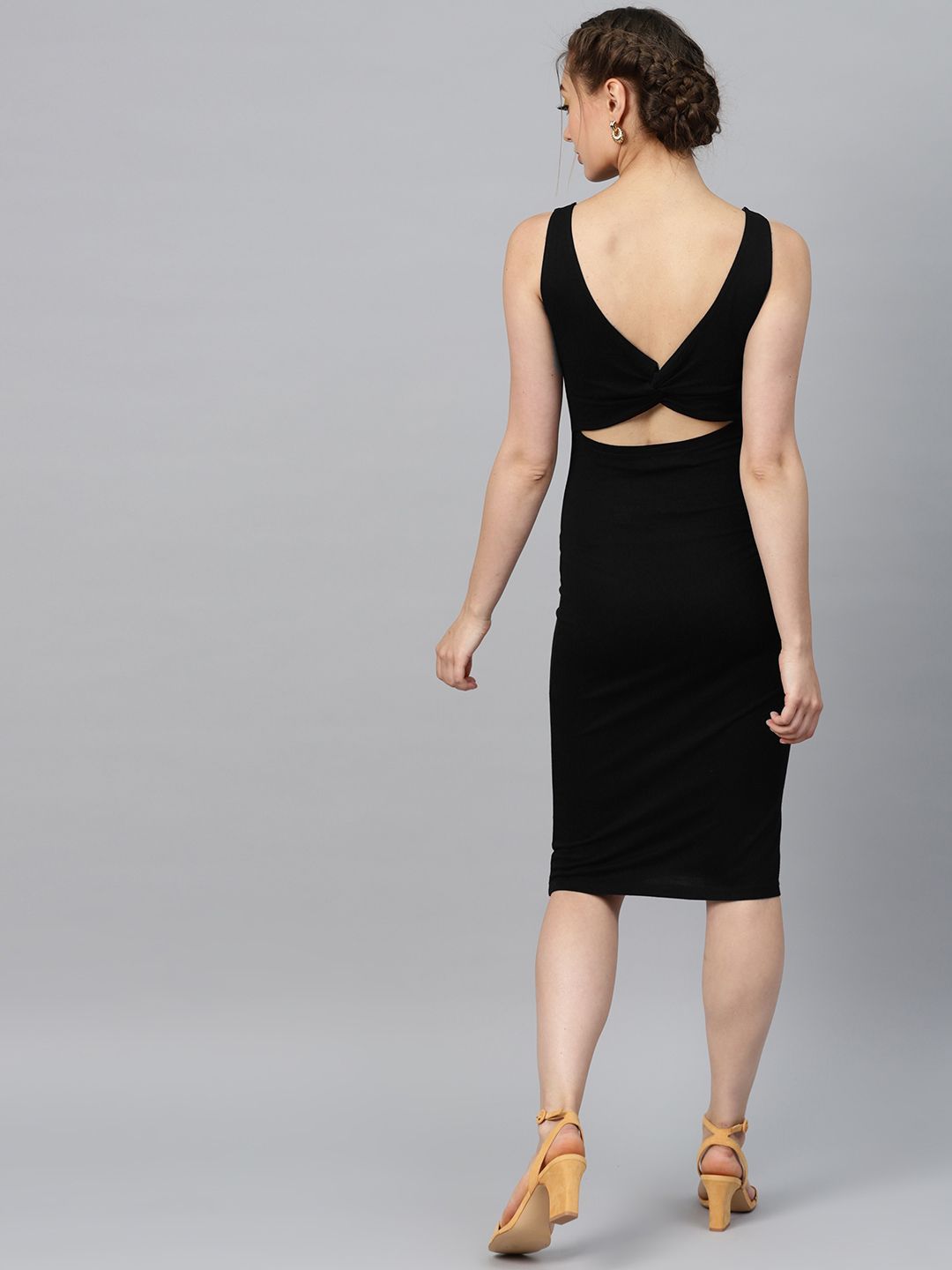 SASSAFRAS Women Black Solid Bodycon Dress