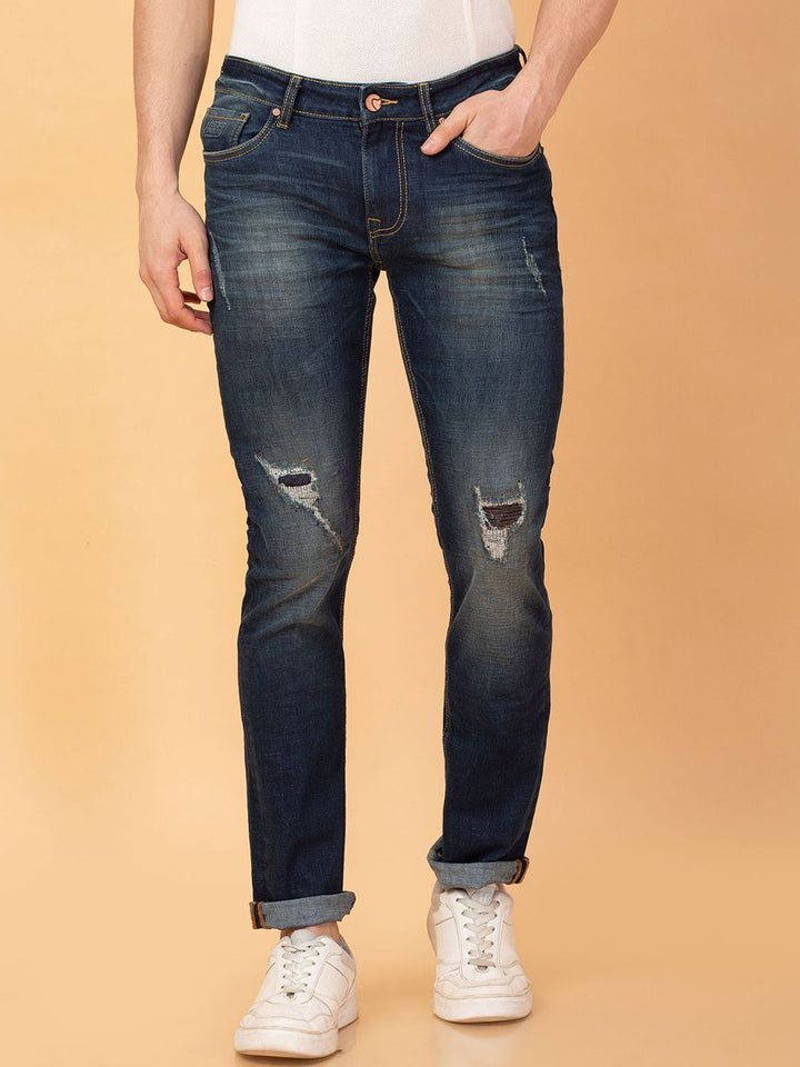 Being Human Men Slim Fit Mildly Distressed Heavy Fade Stretchable Jeans