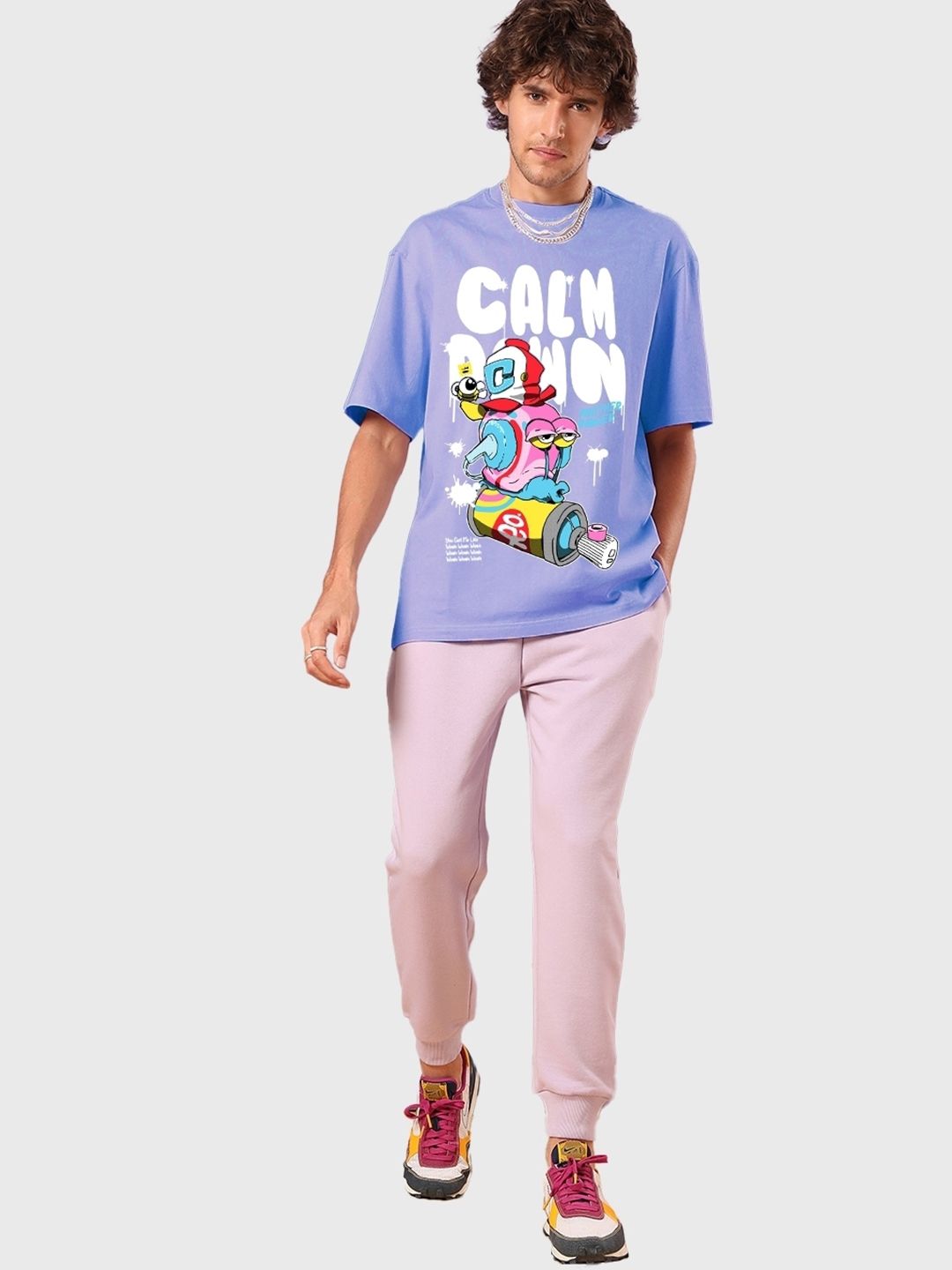 Bewakoof Calm Down Graphic Printed Oversized T-shirt