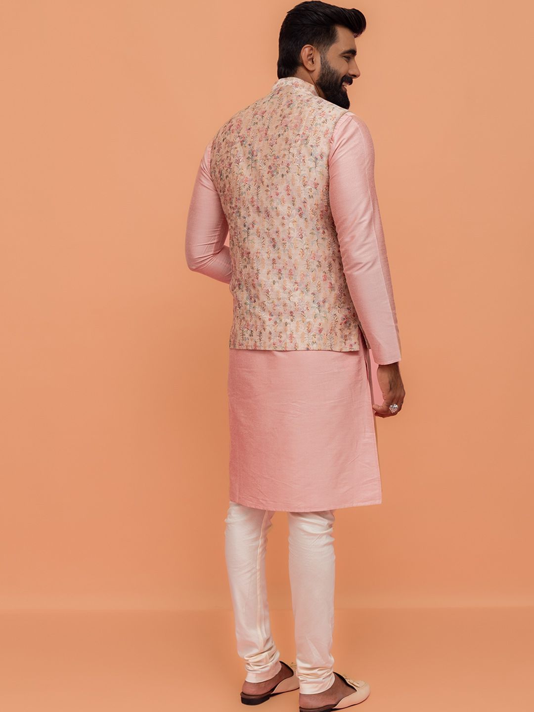 Jaket Nehru Lelaki & Emas Bercetak Emas