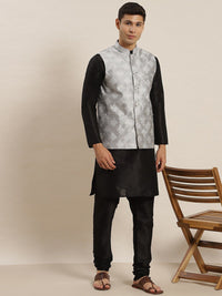 SOJANYA Mandarin Collar Regular Kurta With Churidar & Nehru Jacket