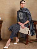 KALINI Women Bandhani Printed Regular Thread Work Kurta with Trousers & With Dupatta