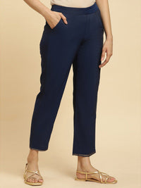 W Women Blue Straight Fit Trousers