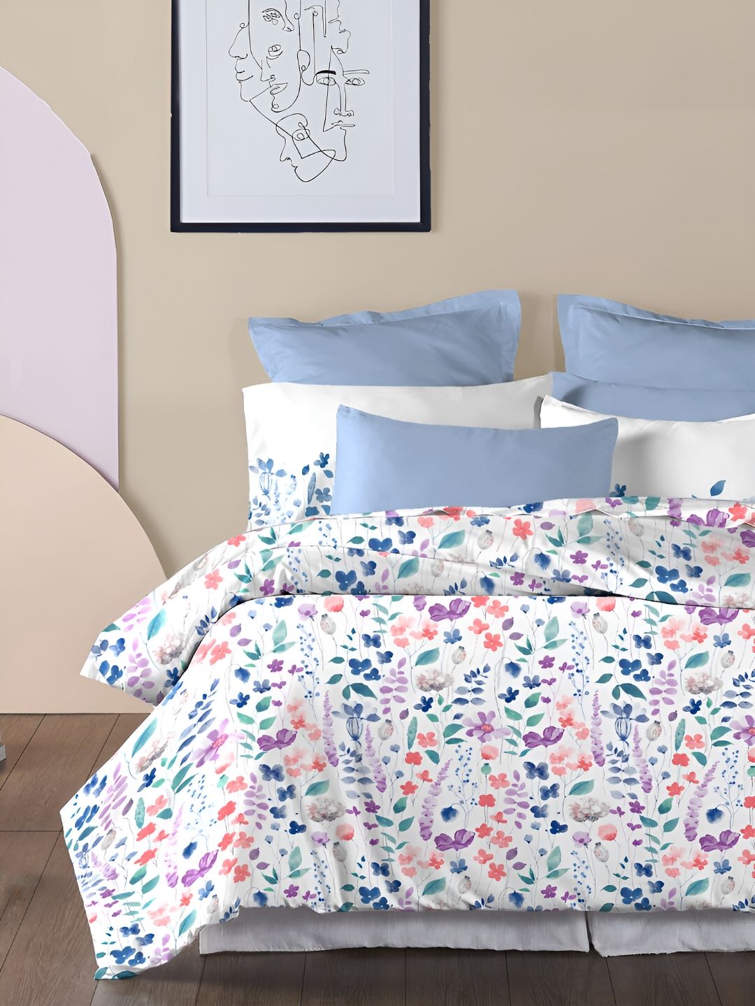 MYTRIDENT Sussana Soft Comfort Flat 210TC King Pure Cotton 1 Bedsheet with 2 Pillow Covers