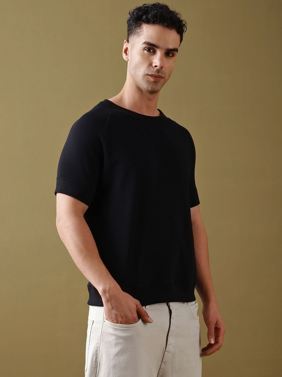 DILLINGER Men Colourblocked Ultra Soft Drapey Cotton Raglan T-Shirt