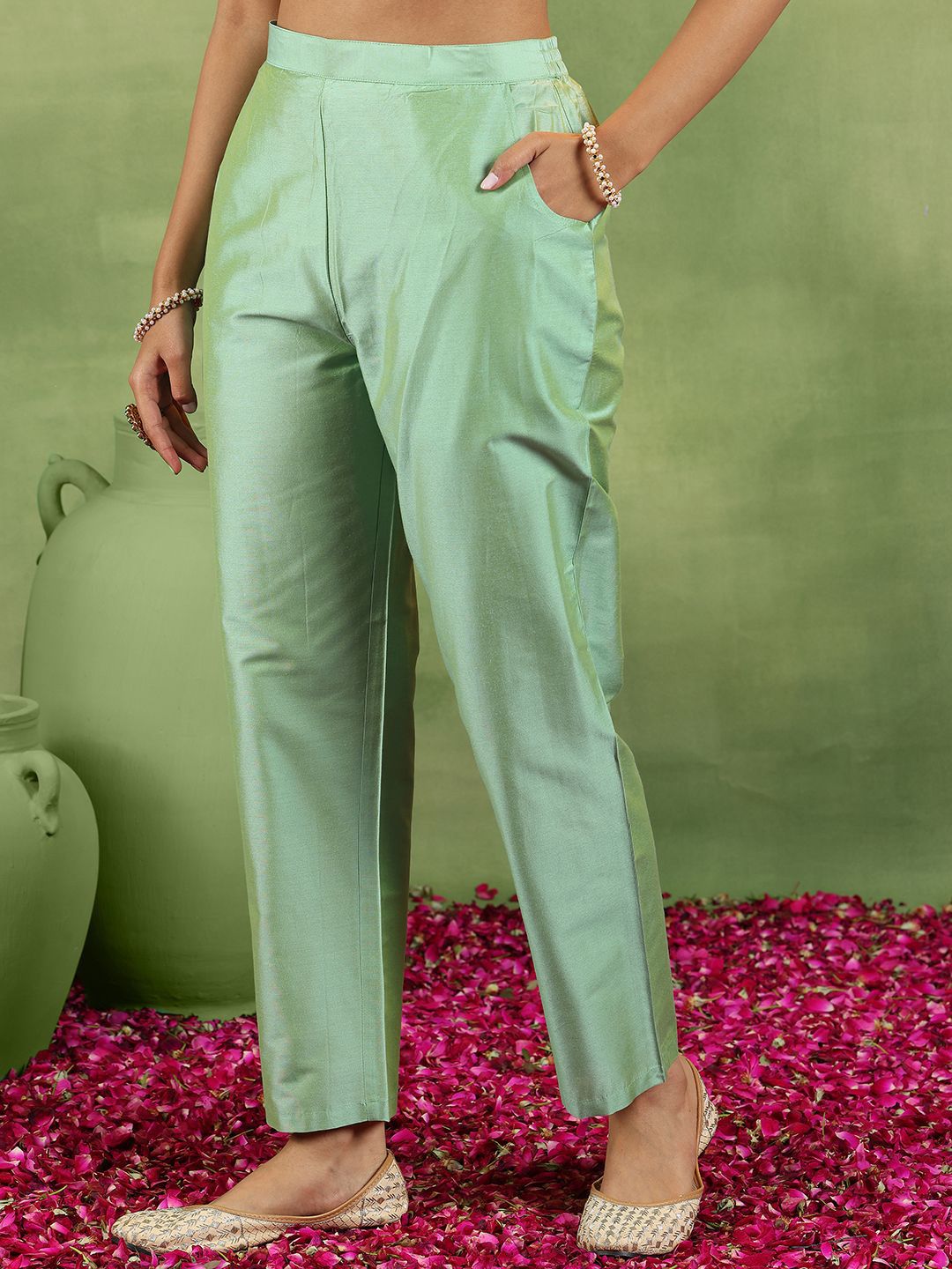 Gerua By Libas Women Ethnic Motifs Yoke Design Regular Kurta with Trousers & With Dupatta