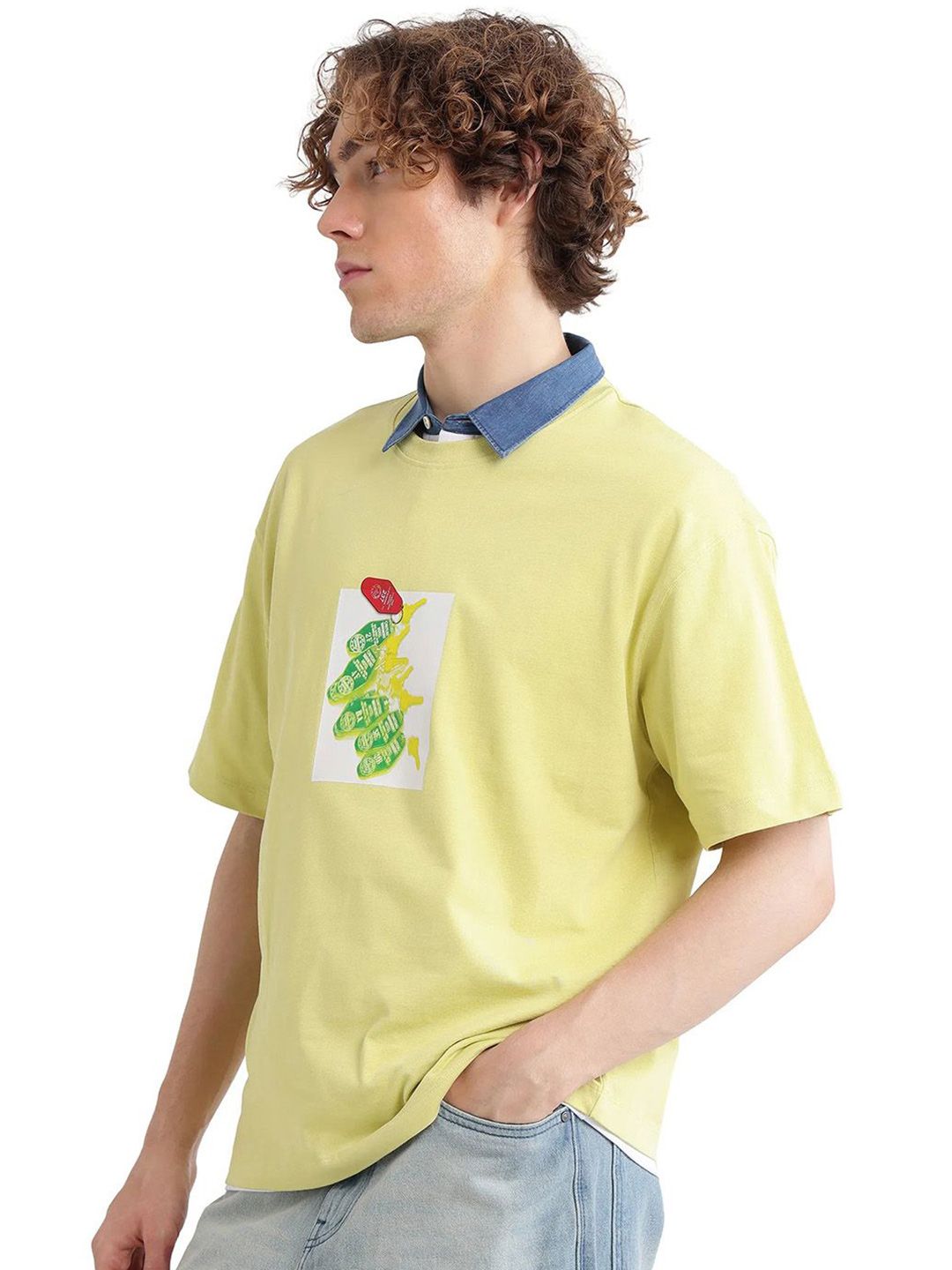 RARE RABBIT Men Graphic Printed Round Neck Cotton T-shirt