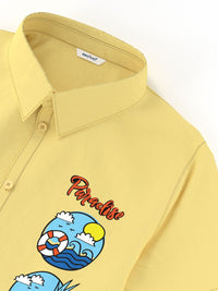 Nauti Nati Boys Graphic Printed Cotton Poplin Shirt With Shorts