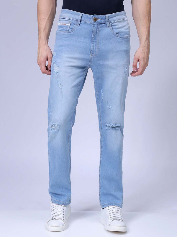 The Indian Garage Co Men Straight Fit Heavy Fade Stretchable Jeans