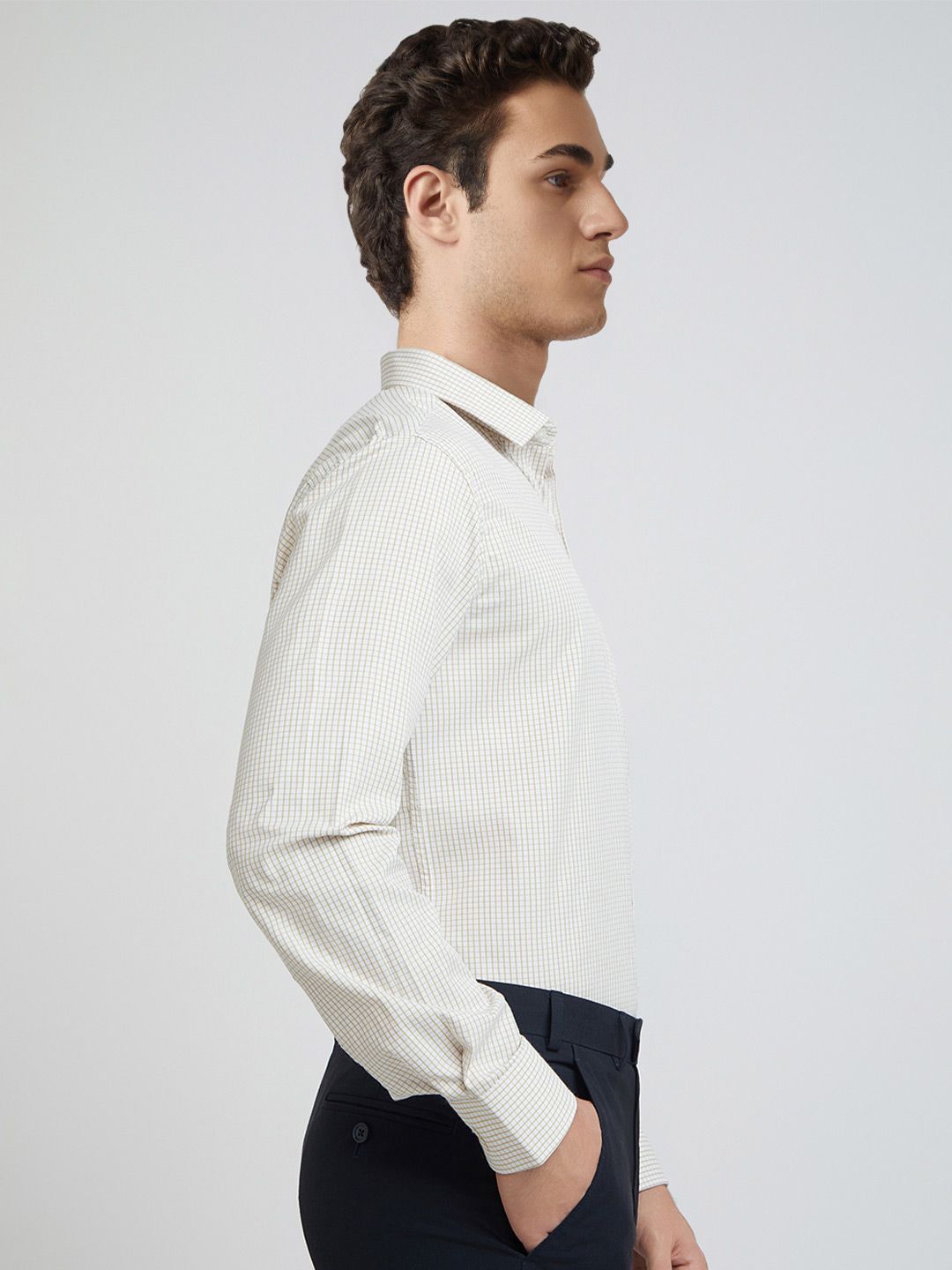 Park Avenue Slim Fit Windowpane Checks Formal Shirt