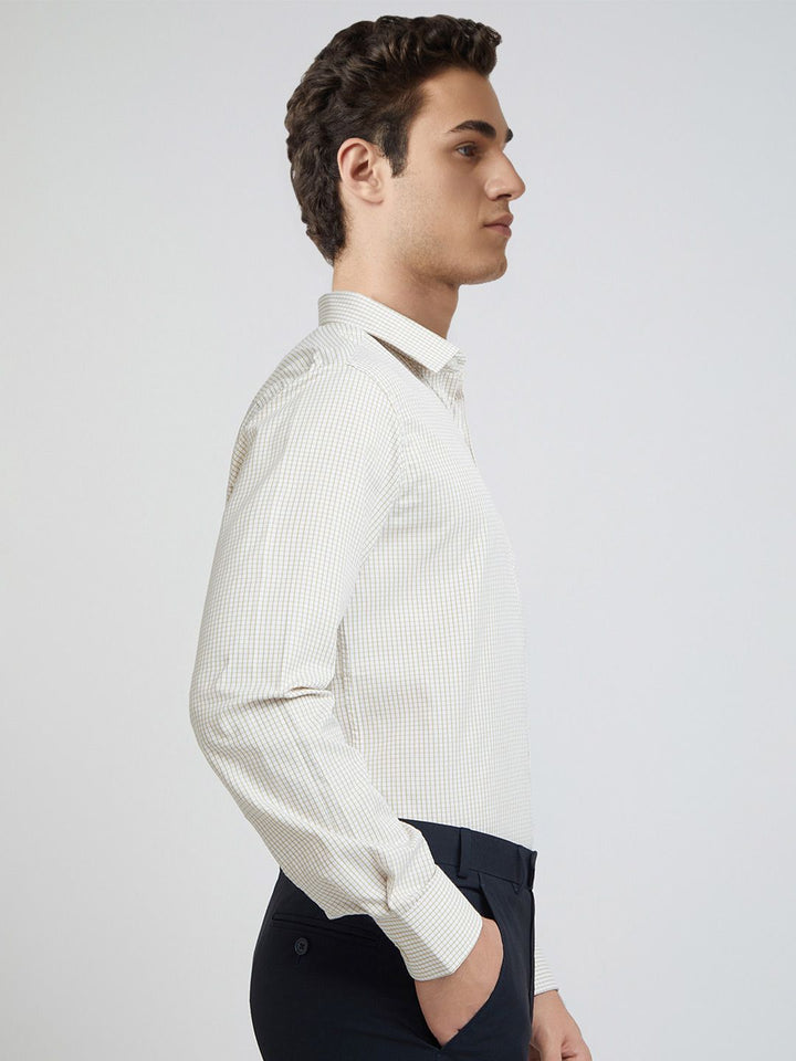Park Avenue Slim Fit Windowpane Checks Formal Shirt