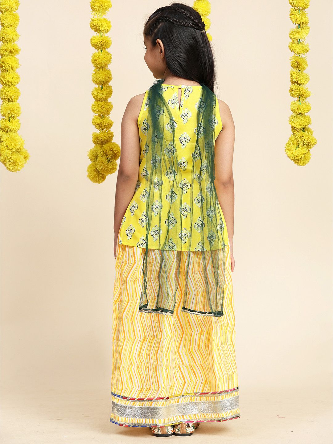 Cutiekins Girls Paisley Printed Cotton Ready to Wear Lehenga & Blouse With Dupatta