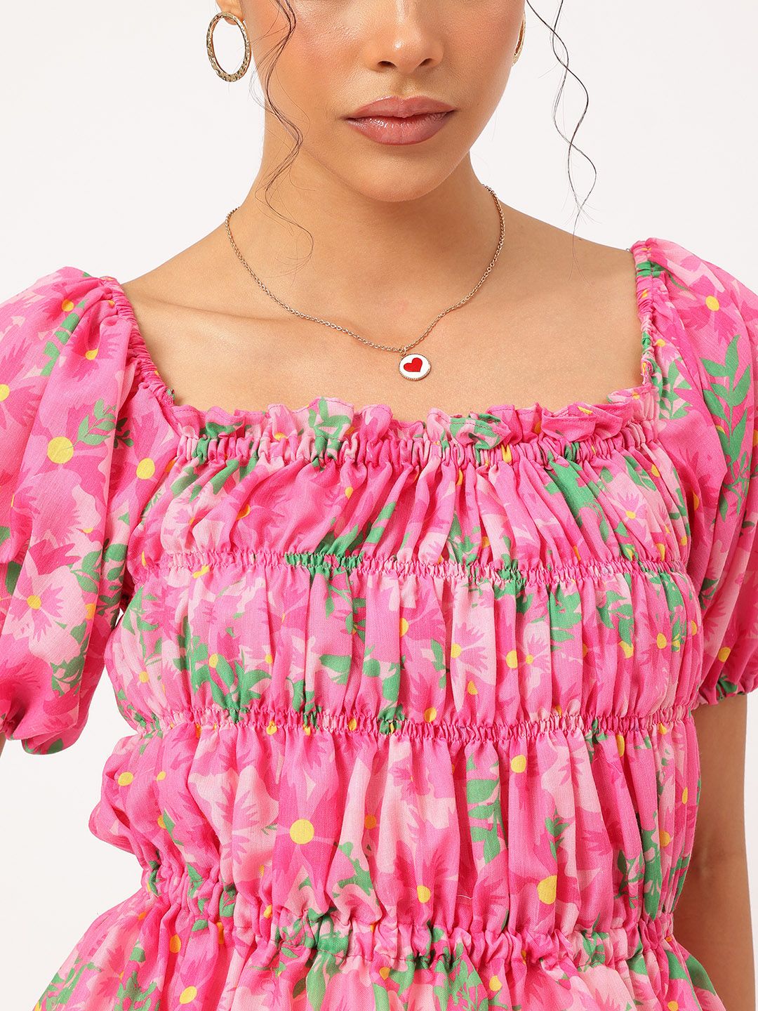 DressBerry Garden Galore Smocked Fitted Top