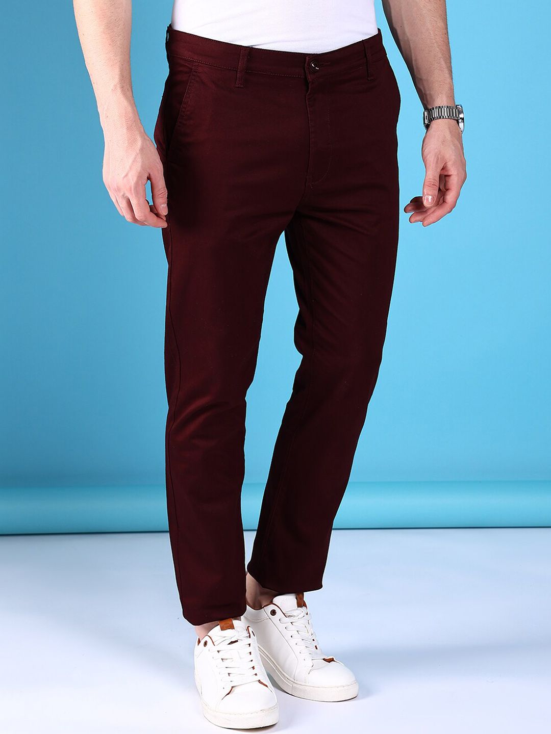 The Indian Garage Co Men Slim Fit Mid-Rise Trousers