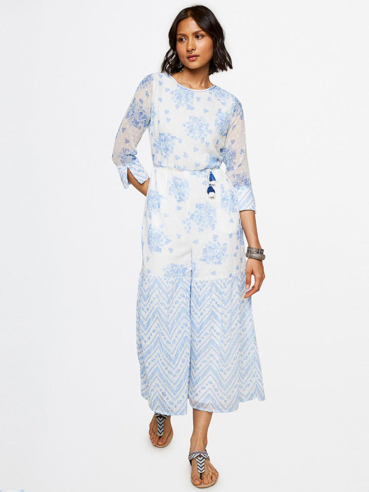Global Desi Women Printed Round Neck Basic Jumpsuit