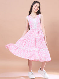 pspeaches Floral Print Fit & Flare Cotton Midi Dress