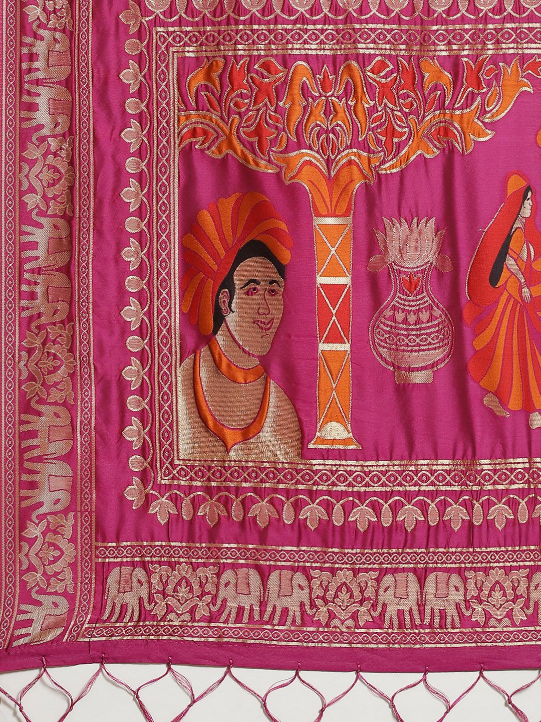 Saree mall Magenta & Golden Woven Design Banarasi Saree