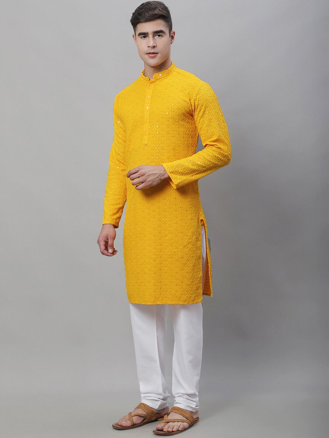 SOJANYA Kurta Kapas Tulen Bersulam Geometrik Biasa Dengan Churidar