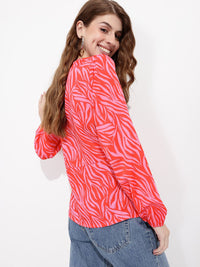 DressBerry Leafy Vibe Brush Strokes Top