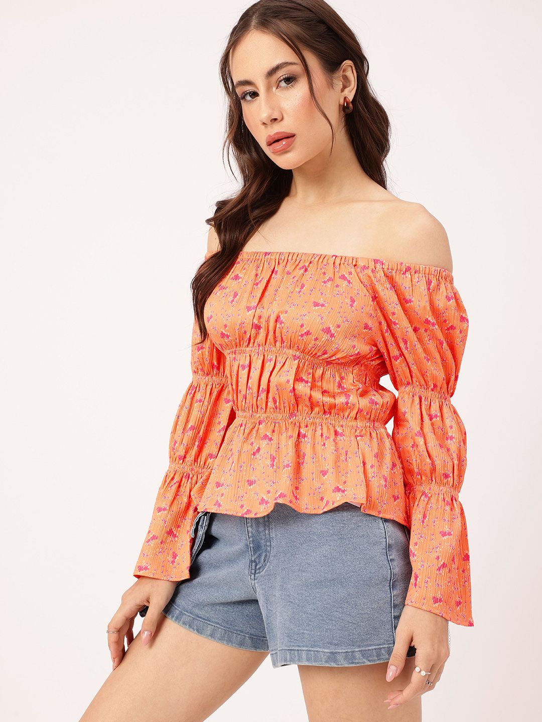 DressBerry Floral Finesse Cinched Waist Top
