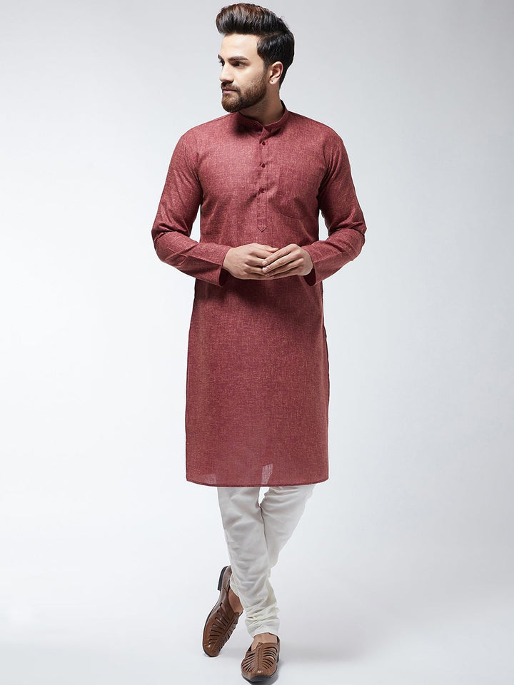 SOJANYA Lelaki Brown Solid Kurta Lurus