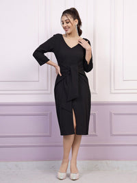 Athena V Neck Tie Ups A Line Dress