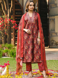 KALINI Women Floral Printed Regular Kurta with Trousers & With Dupatta