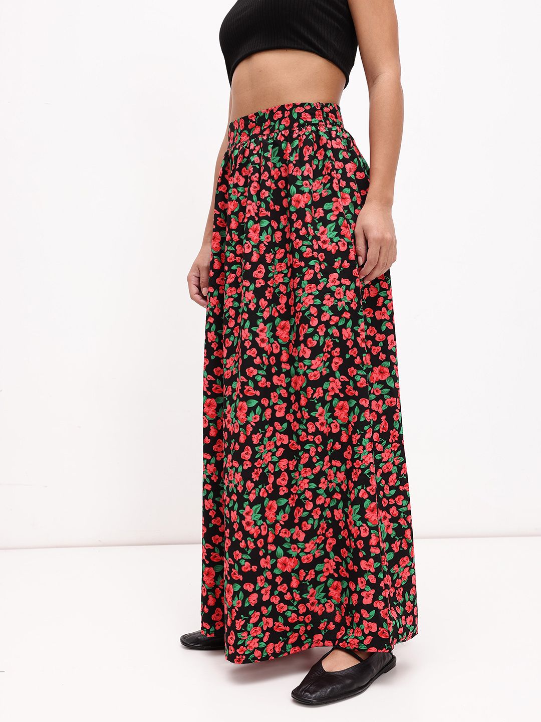 DressBerry Women Eye Catching Floral print A-Line Maxi Skirt