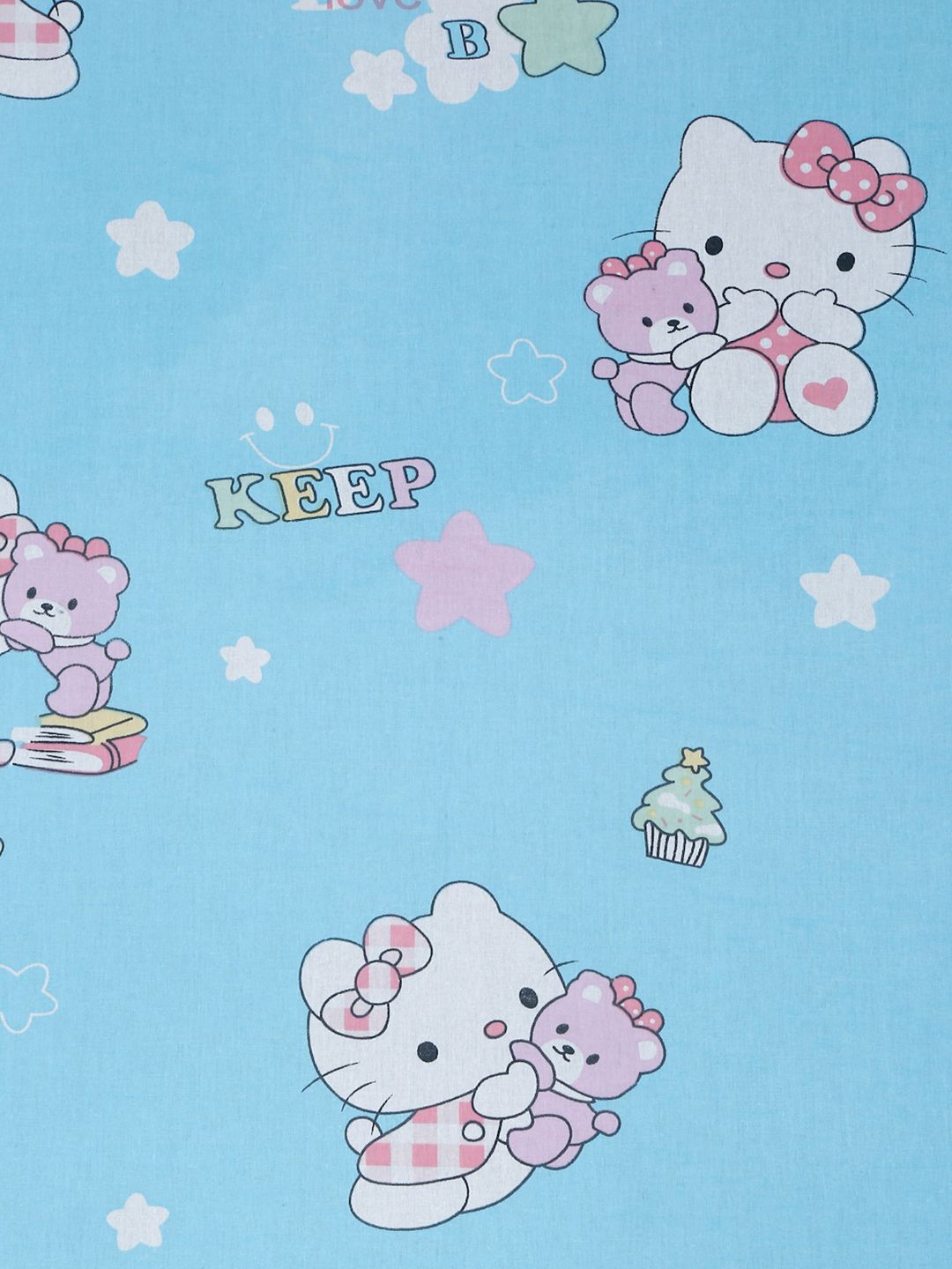 KLOTTHE Watak Kartun Biru Kapas 400 TC Dilengkapi Cadar Single Superfine dengan Sarung Bantal-89 x 59 inci